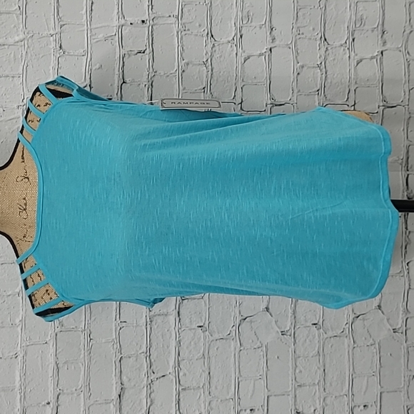 Rampage Sleeveless Blue top Sheer back - Picture 1 of 12